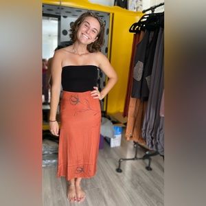 NWT Grade & Gather Floral Skirt in Red Clay color